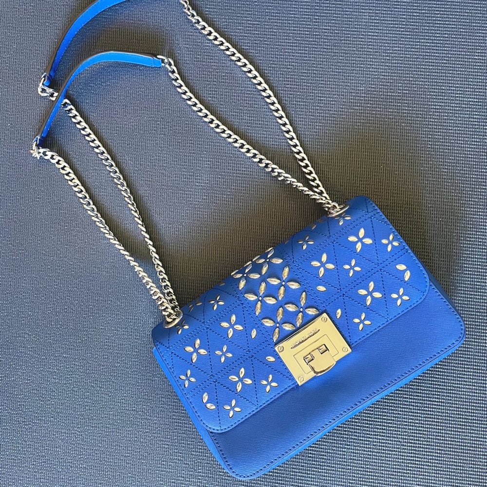 NWT Michael Kors Tina Electric Blue Shoulder Flap